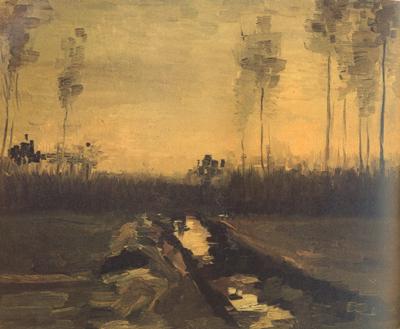 Vincent Van Gogh Landscape at Dusk (nn04) oil painting image